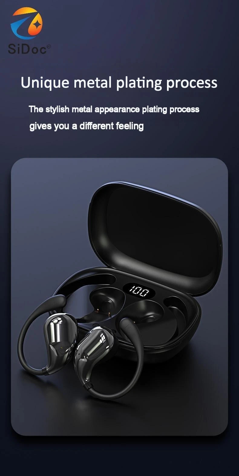 Bluetooth 5.4 Ear Hook Headphones TWS Wireless Earphones HiFi Stereo Waterproof Headsets LED Display Long Standby Touch Earbuds