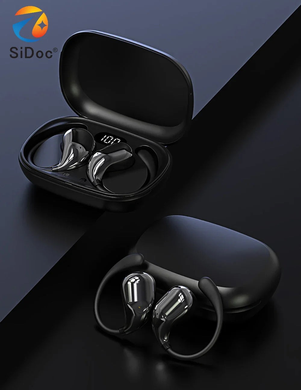 Bluetooth 5.4 Ear Hook Headphones TWS Wireless Earphones HiFi Stereo Waterproof Headsets LED Display Long Standby Touch Earbuds