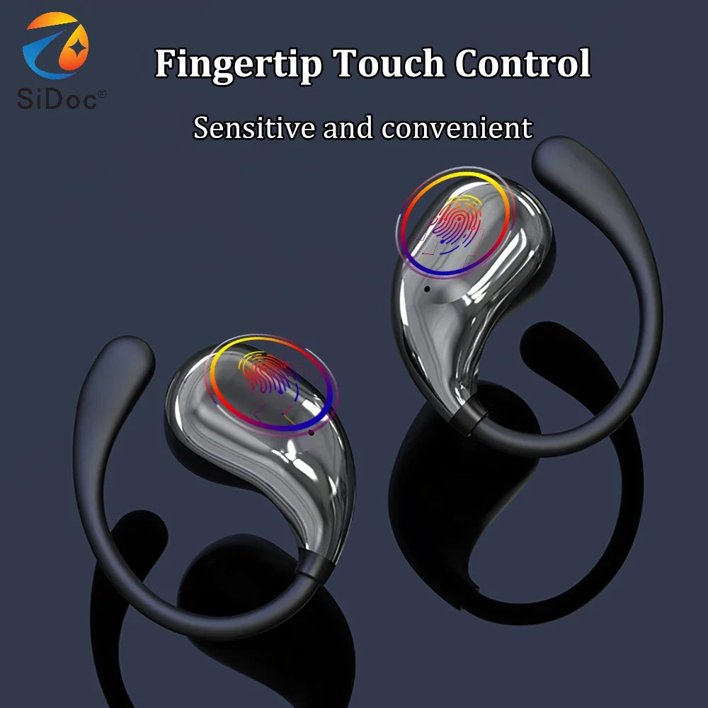 Bluetooth 5.4 Ear Hook Headphones TWS Wireless Earphones HiFi Stereo Waterproof Headsets LED Display Long Standby Touch Earbuds
