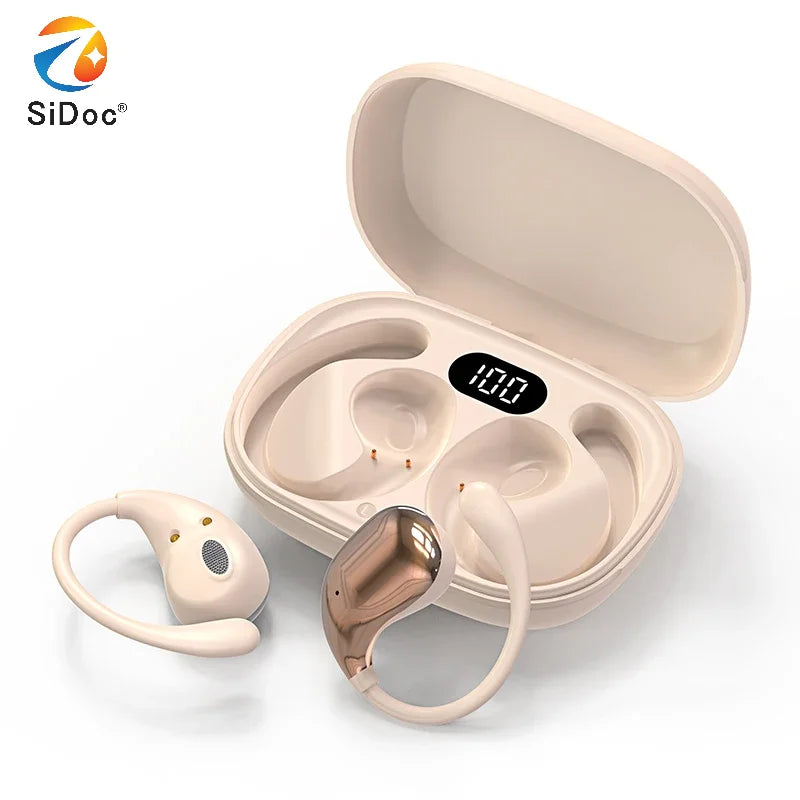 Bluetooth 5.4 Ear Hook Headphones TWS Wireless Earphones HiFi Stereo Waterproof Headsets LED Display Long Standby Touch Earbuds