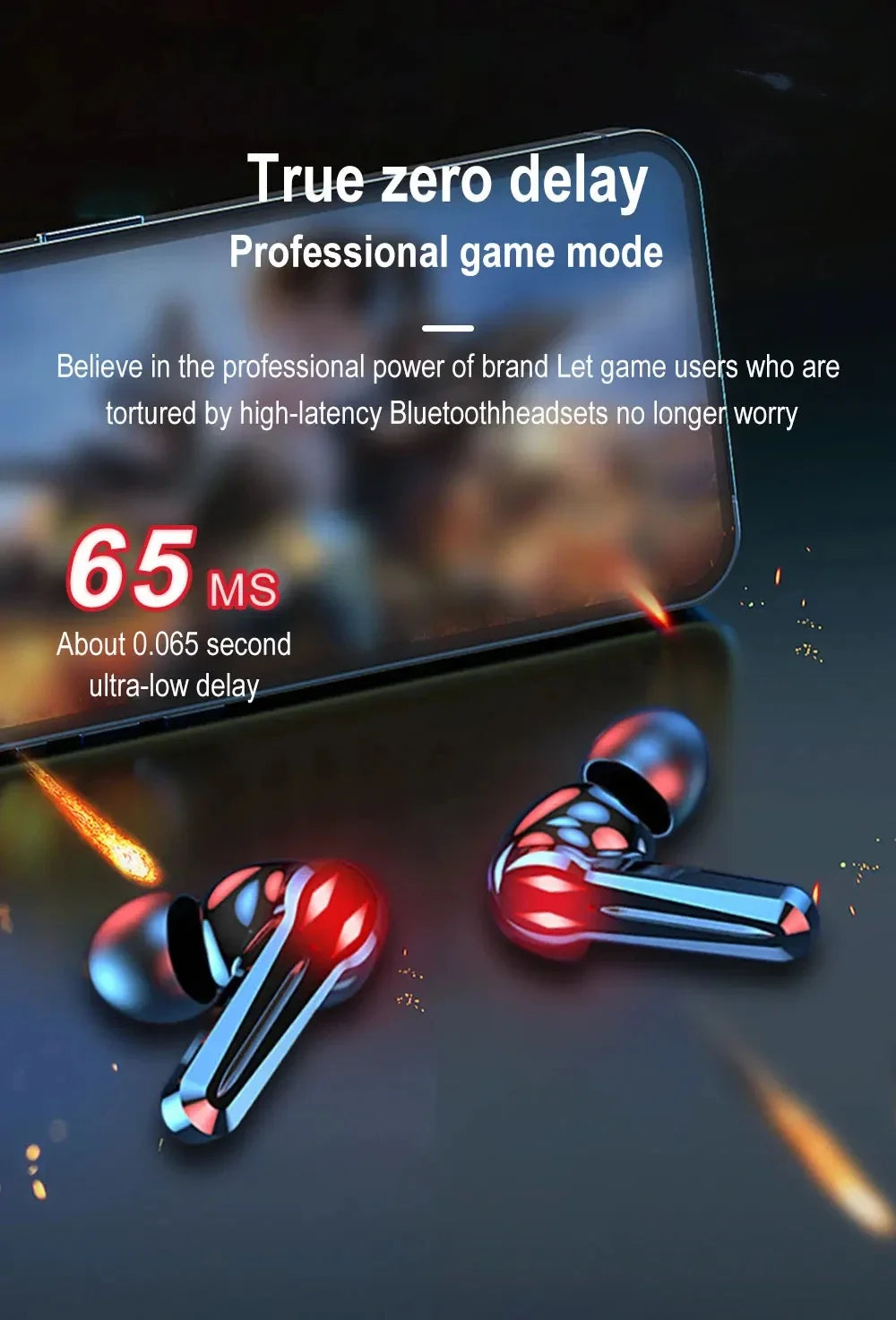 TWS Wireless Bluetooth Headset Gamer LED Digital Display Earbuds with Mic Wireless Headphones Stereo Hifi Bluetooth Earphones