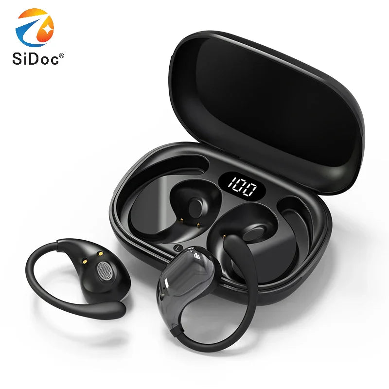 Bluetooth 5.4 Ear Hook Headphones TWS Wireless Earphones HiFi Stereo Waterproof Headsets LED Display Long Standby Touch Earbuds