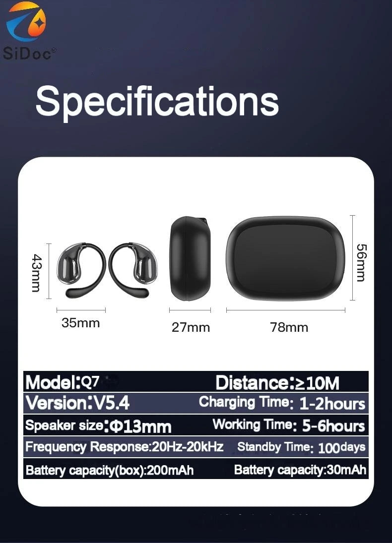 Bluetooth 5.4 Ear Hook Headphones TWS Wireless Earphones HiFi Stereo Waterproof Headsets LED Display Long Standby Touch Earbuds