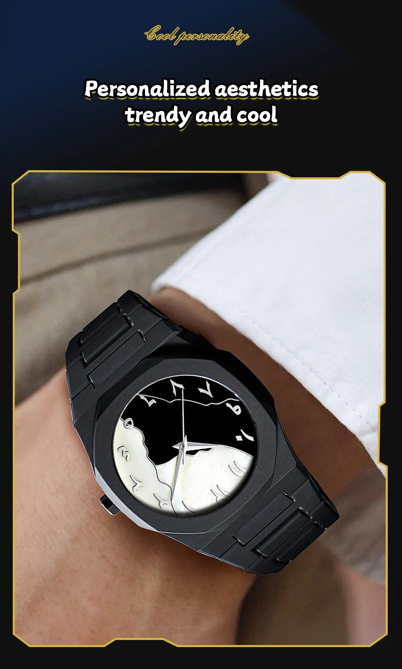 2025 New Men Watch Hot Selling Silicone Strap Black Sports Style 40mm Quartz Movement Fashion Arabic Digital Wrist Watch for Men