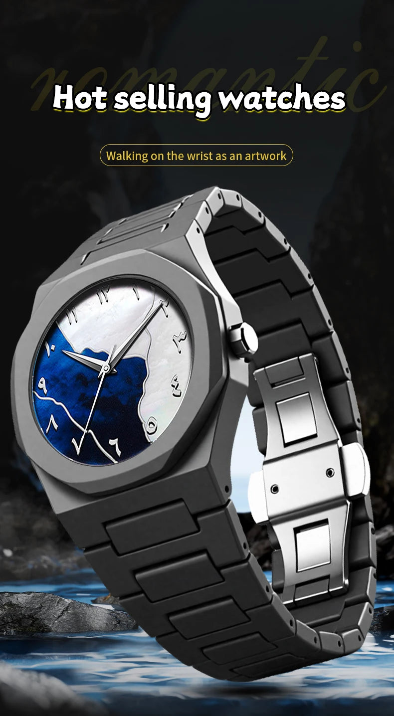 2025 New Men Watch Hot Selling Silicone Strap Black Sports Style 40mm Quartz Movement Fashion Arabic Digital Wrist Watch for Men