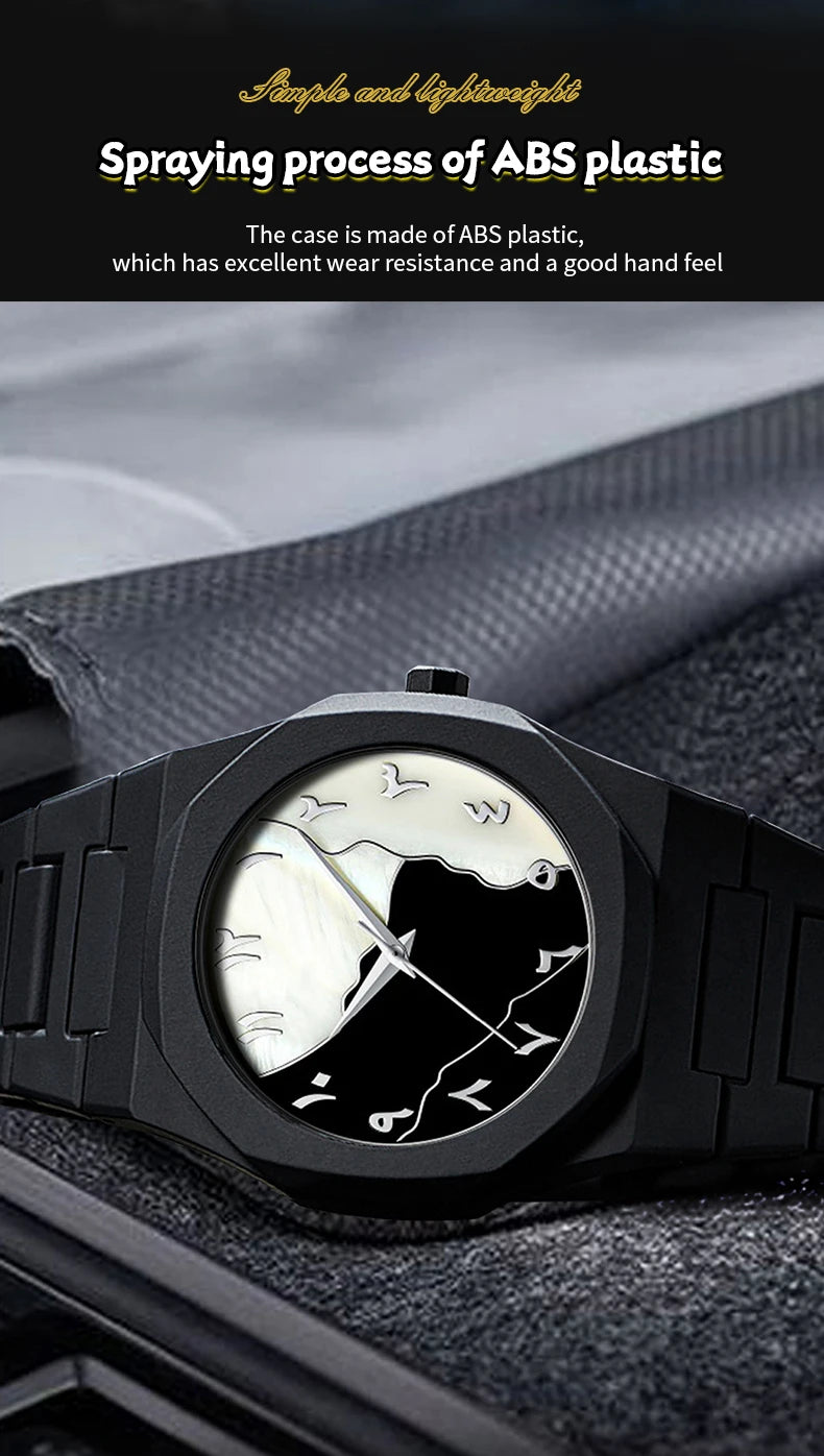 2025 New Men Watch Hot Selling Silicone Strap Black Sports Style 40mm Quartz Movement Fashion Arabic Digital Wrist Watch for Men