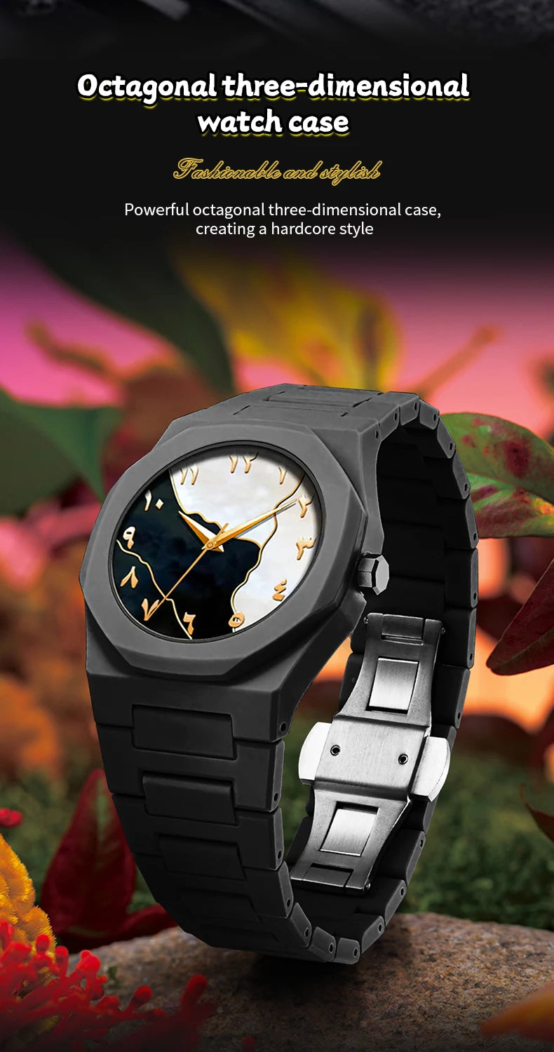 2025 New Men Watch Hot Selling Silicone Strap Black Sports Style 40mm Quartz Movement Fashion Arabic Digital Wrist Watch for Men