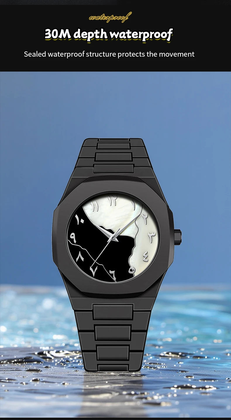 2025 New Men Watch Hot Selling Silicone Strap Black Sports Style 40mm Quartz Movement Fashion Arabic Digital Wrist Watch for Men