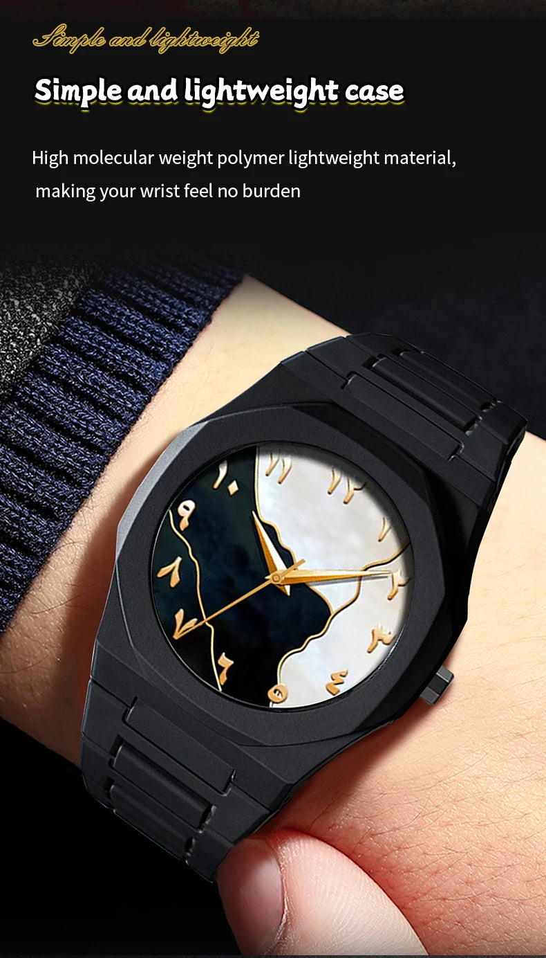 2025 New Men Watch Hot Selling Silicone Strap Black Sports Style 40mm Quartz Movement Fashion Arabic Digital Wrist Watch for Men